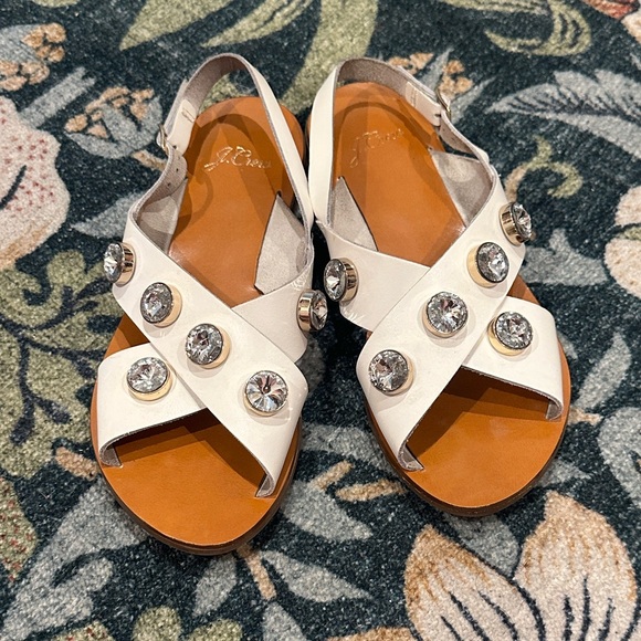 J. Crew Cross-Strap Slingback Sandals with Jewels Size 7 - Picture 1 of 7